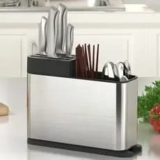 Porta Talheres de Inox com preto