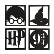 Kit 4 Quadros Harry Potter Decorativo Quarto Ou Sala