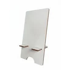 Suporte de Celular MDF Branco 17x9cm – Base para Mesa, Vídeo, Chamada e Carregamento