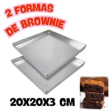 FORMA DE BROWNIE - 2 FORMAS DE 20X20X3 CM - ALUMÍNIO RESISTENTE