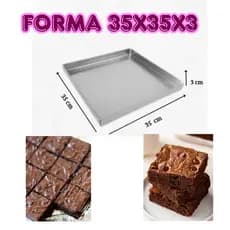 FORMA PARA BROWNIE - 35X35X3 EM ALUMÍNIO RESISTENTE