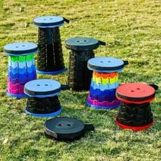Banqueta Retrátil Telescópica Portátil Até 150kg | Banco Dobrável com Alça para Pesca, Camping, Praia e Viagens
