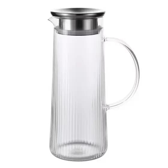 Jarra de Vidro Acqua 1,4L com Tampa em Aço Inox – Resistente para Bebidas Quentes e Frias