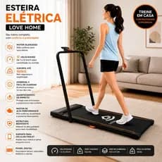 Esteira Elétrica Dobrável LoveHome 12 Velocidades Painel Digital Controle Remoto Motor Silencioso Suporta Até 100kg 110V