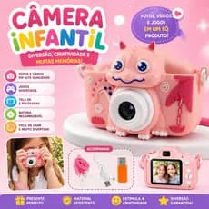 Câmera Infantil Digital 1080p Com Jogos Foto e Vídeo + Acessórios Inclusos Presente Criativo Criança