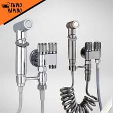 Ducha Higiênica Para Banheiro Lavatório Registro Duplo Chumbo/Cromada Inox ABS KIT DUCHA + REGISTRO DUPLO