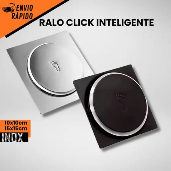 Tampa para Ralo Click Inteligente 10x10 /15X15 cm  Inox Banheiro Veda Cheiro