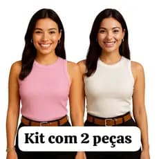 Kit com 2 Regatas Anarruga Regatinha Feminina Tamanho Unico Verão Casual e Minimalista Look Feminino
