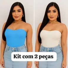 Kit com 2 Body Feminino Tomara Que Caia Basico Anarruga Moda Feminina Verão 2025