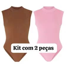 Kit 2 Body Feminino Básico Gola Alta Manguinha Anarruga Manga Curta Canelado PremiumOutono verão2025