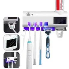 Suporte Para Escova De Dentes Esterilizador Com Luz UV Antibacteriano Distribuidor Automático Creme Dental Banheiro