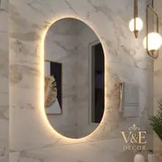 ESPELHO OVAL COM LED LUZ QUENTE E FRIA  80X50 CM - ENVIO RÁPIDO