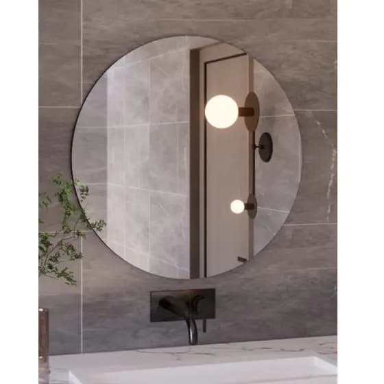 Espelho Redondo 30-CM Com Acabamento Lapidado Decorativo de Banheiro