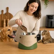 Comedouro Pet Personalizado Com Nome Tigela Inox Cachorro Gato Premium Elevado