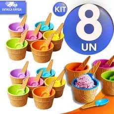 Conjunto Copo Pote Tigela para Sobremesa Sorvete Açaí Com Colher Inclusa Cozinha Buffet Utensílios