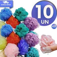 Kit Esponja De Banho Esfoliante Bucha para Banho de Nylon Cores Sortidas Qualidade Praticidade