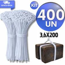 Conjunto Abraçadeiras de Nylon Brancas Cinta Plástica Fita Hellermann Lacre 3,6x200mm Multiuso Praticidades