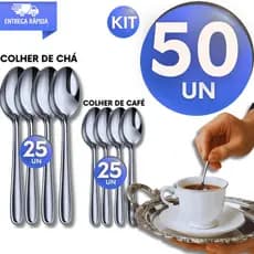 Conjunto Colheres De Chá E Café Aço Inox Talher Resistente Buffet Cafeteria Restaurante Utensílios