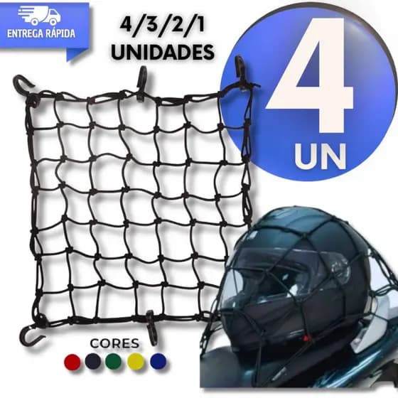 4/3/2/1 Rede Elástica Aranha Para Moto Bagageiro Carga 30x30 Resistente com 6 Ganchos Multiuso