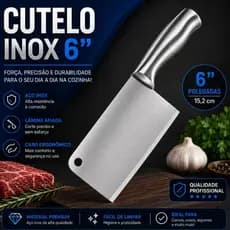 Faca Cutelo 27 cm  Aço Inox Faca Açougue Churrasco Cozinha Profissional Domestico Praticidades