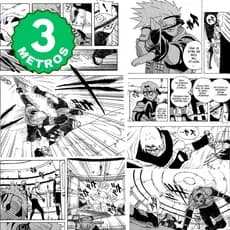 Papel de Parede Adesivo Naruto Sasuke Manga Preto e Branco Quarto Gamer Geek Lavável 3 Metros