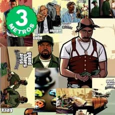 Papel de Parede Adesivo Auto Colante GTA Colorido Quarto Gamer Geek Quadrinhos Lavável 3 Metros