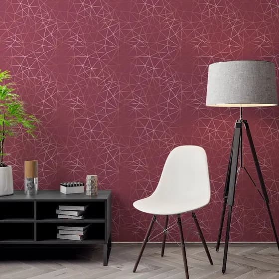 Papel de Parede Adesivo Zara Silver Vinho Cereja e Dourado Adesivo Lavável - Pro Decor