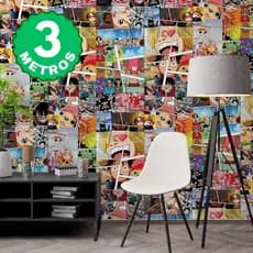 Papel de Parede Adesivo Manga One Piece Colorido Quarto Gamer Infantil Lavável 3 Metros
