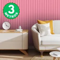 Papel de Parede Ripado Rosa Adesivo Ripado Auto Colante Ripas de Madeiras Rosa Decoração Lavável