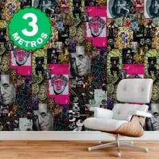 Papel de Parede Adesivo Auto Colante Quadrinhos Gangster Dollar Fosco Lavável Quarto 3 Metros