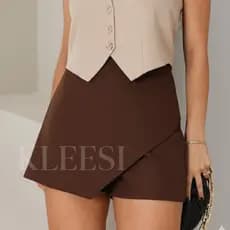 Short Saia Alfaiataria Feminino Sofisticado e Elegante Cintura alta  bolso falso Assimétrico Casual