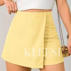 Short Saia Feminino Alfaiataria Ziper lateral moda blogueira Basica Verao Tendencia Candy Colors