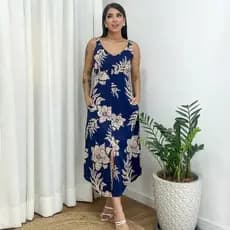 Vestido Feminino Midi Elegante Viscolinho Confortavel e Casual forrado com bolso lateral decote em V com fenda central