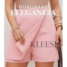 Short Saia Alfaiataria Feminino Basica zíper invisível lateral inspiração moda blogueira Tendencia