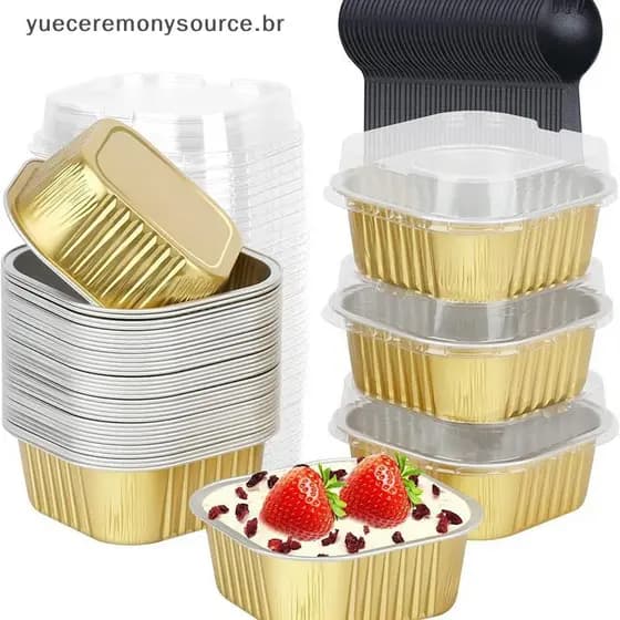 # yuece Mini Copo De Bolo Folha De Alumínio Envoltórios De Cupcake Copos De Cozimento Caixas De Muffin Não Sti Pudim Sob