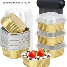 # yuece Mini Copo De Bolo Folha De Alumínio Envoltórios De Cupcake Copos De Cozimento Caixas De Muffin Não Sti Pudim Sob