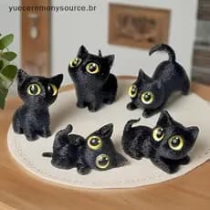 # yuece 3D Impresso Ornamentos De Olhos Grandes Estátuas Em Miniatura Gatinho Bonito Micro Paisagem Artesanato Pequenos