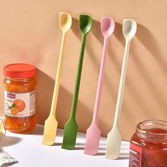 # yuece 1 Peça Espátula De Silicone Resistente Ao Calor Cabo Longo Raspador De Ponta Dupla Com Colher Espátulas De Geléi