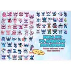 70 Adesivos Stitch (A5) – Para Planner, Agenda, Scrapbook, Infantil e Decoração