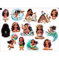 70 Adesivos Moana (5 Cartelas A5) – Para Planner, Agenda, Scrapbook, Infantil e Decoração