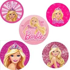 60 Adesivos Tag Barbie 5x5cm Rosa Festa Decoração