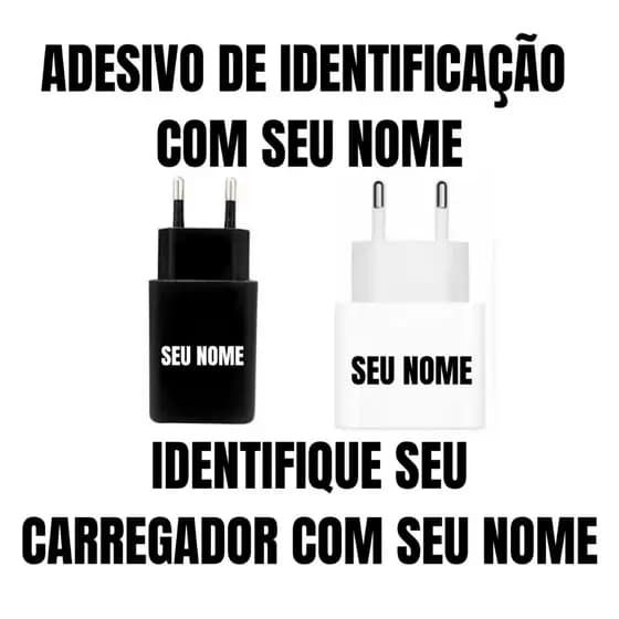 ADESIVO COM SEU NOME PARA CARREGADOR DE CELULAR PERSONALIZADO