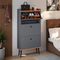 Sapateira Vertical Estreita Dark 3 Portas Organizadoras 18 Pares Calçados Hall Entrada Quarto Retrô