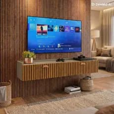 Rack Suspenso Decor New Estante Tv 42" Bancada Home 2 Porta Puxador Concha Quarto Sala Estar Pequena