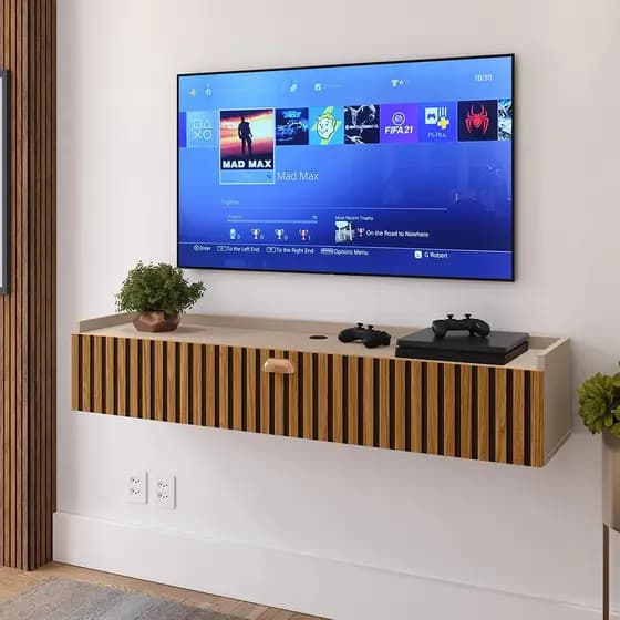 Rack Suspenso Sala Tv 90 cm Home Decoração Sala Quarto1 Porta Varias Cores