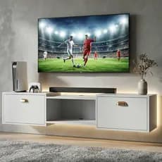 Rack Bancada Suspensa Para Parede Portas E Nicho Balcão Para Tv até 50 Polegadas Salão120cm Shop