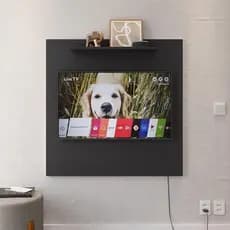 Painel para TV 32 até 48 Polegadas Sala Quarto com Nichos Inferiores e Acabamento Efeito Ripado