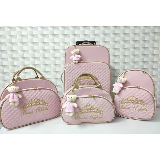 kit bolsas de maternidade personalizadas mala de rodinha com bolso +mochila m + bolsa g + bolsa m
