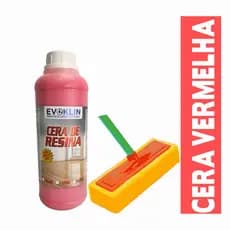 Kit Cera Para Piso Vermelho + Rodo Aplicador Protege E Dá Brilho Cera De Resina