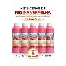 Cera De Piso Vermelho com Resina, Brilho Intenso E Proteção 1Litro-KIT 5 UND